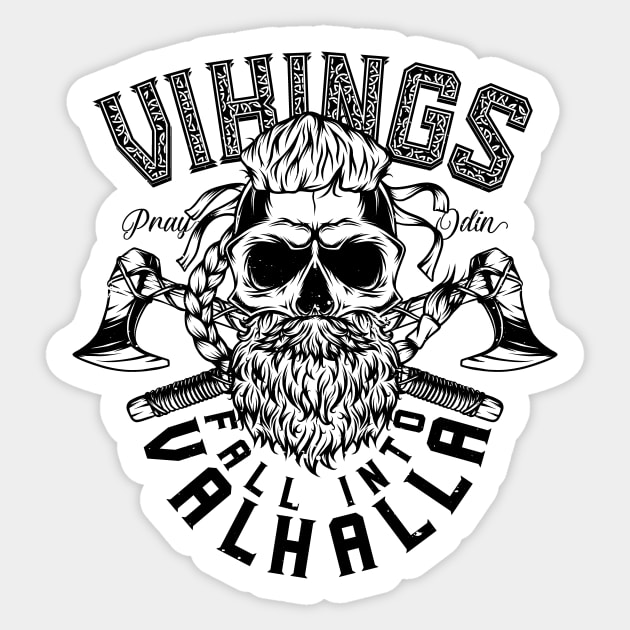 Vikings Fall Into Valhalla Sticker by Buy Custom Things